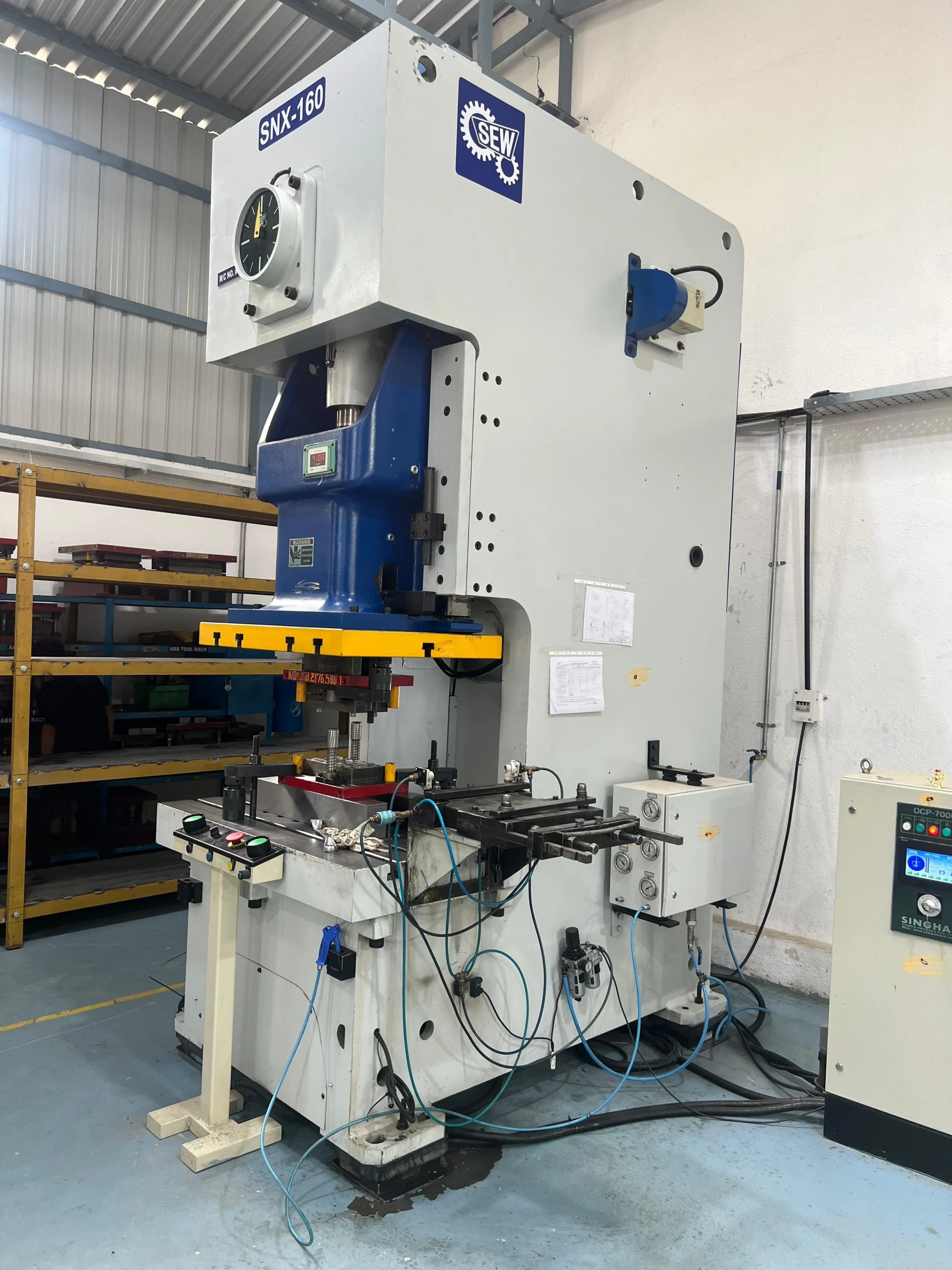 160 tonne stamping press running first article samples at our India partner facility