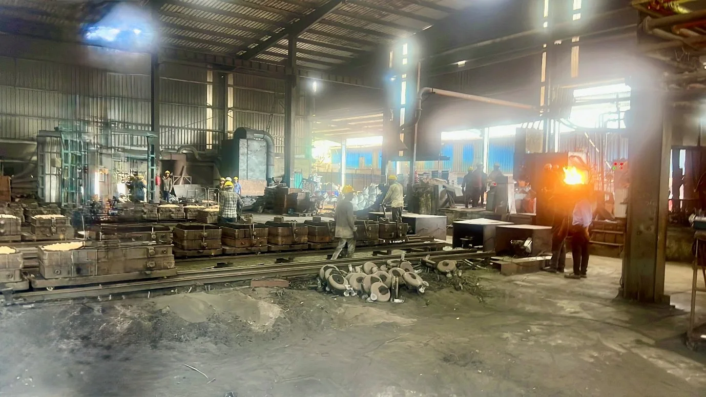 Molten iron pour at a partner foundry in India