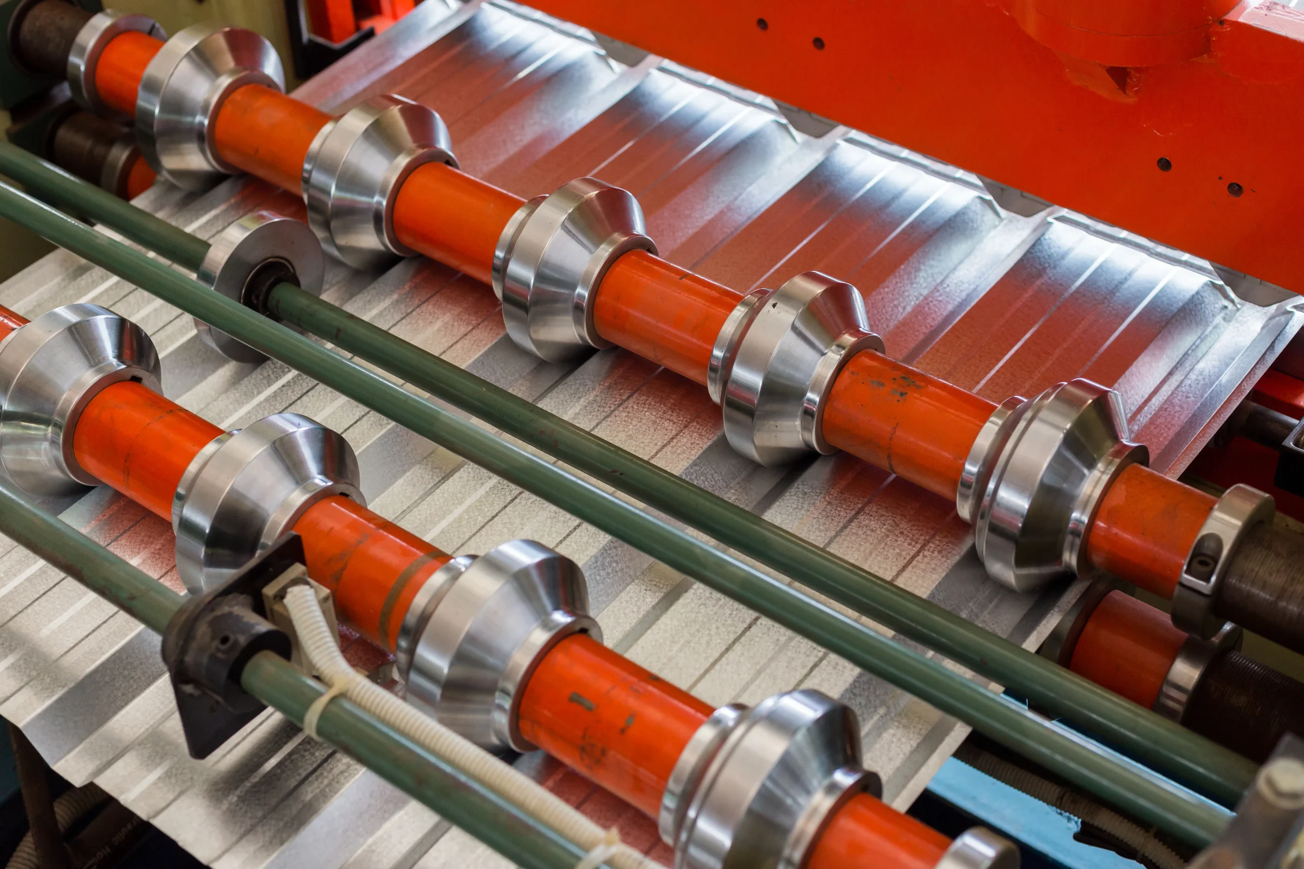 Roll forming a continuous steel profile on a roll former at our India partner facility