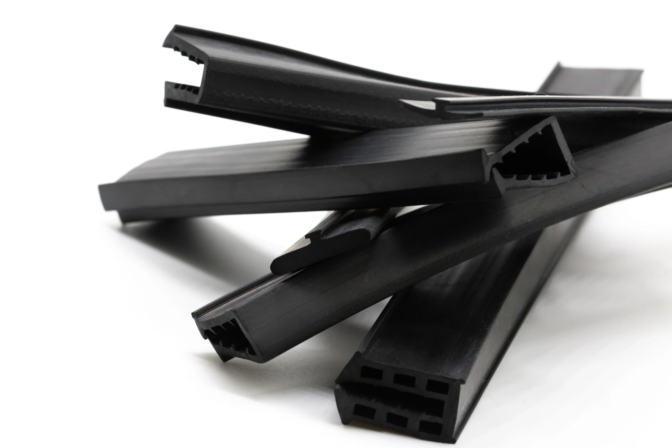 PPAP sign off, production batch of extruded rubber window seal profiles stacked at our India partner facility