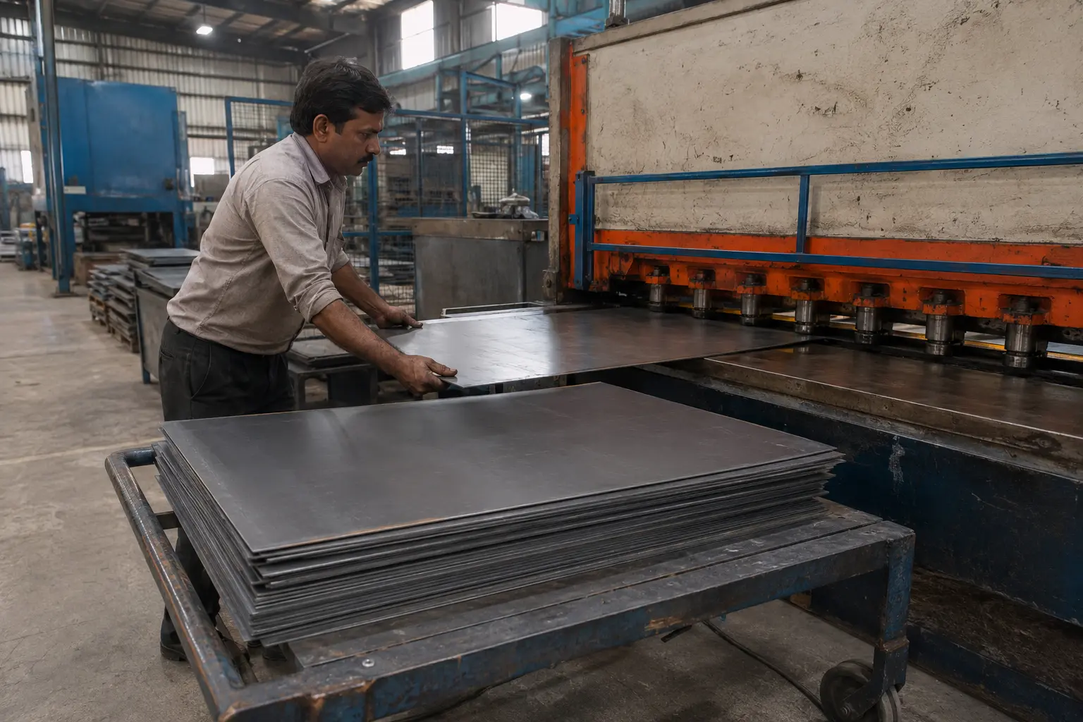 Coil steel sheared to flat blanks before blanking of brake backing plates in India