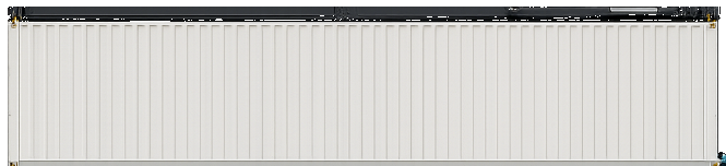 White 40 foot container suspended above the chassis