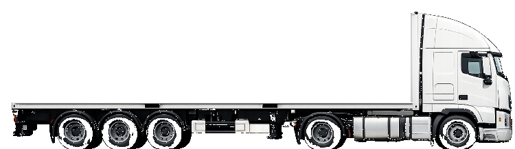 White semi tractor with an empty container chassis entering from the left